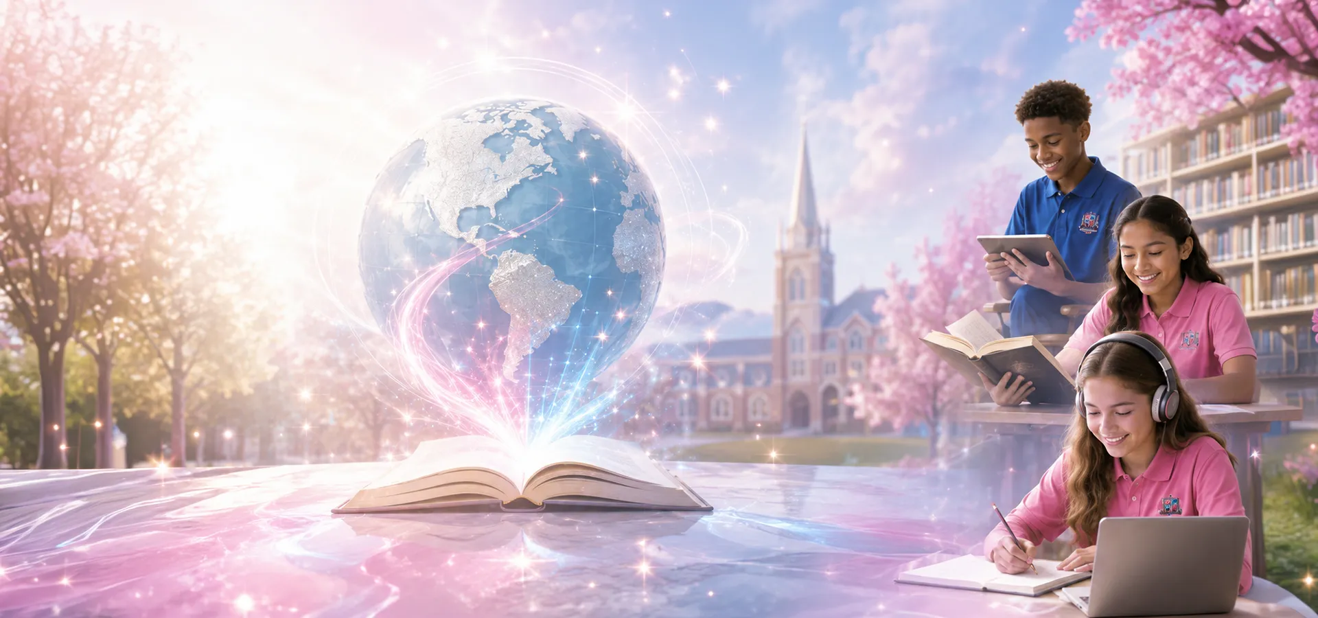Temporary image of a glowing globe rising from an open book