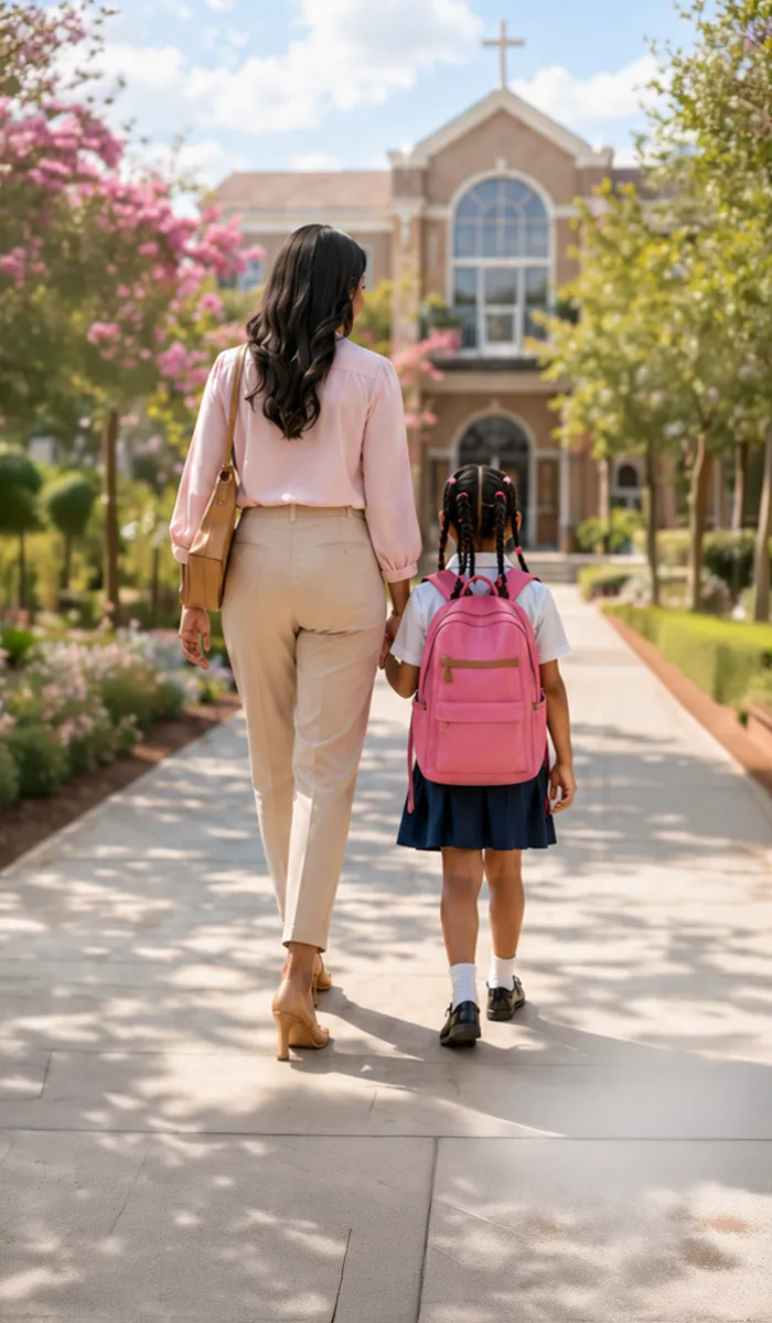 Parent and student arriving at Triune Advanced Learning Academy